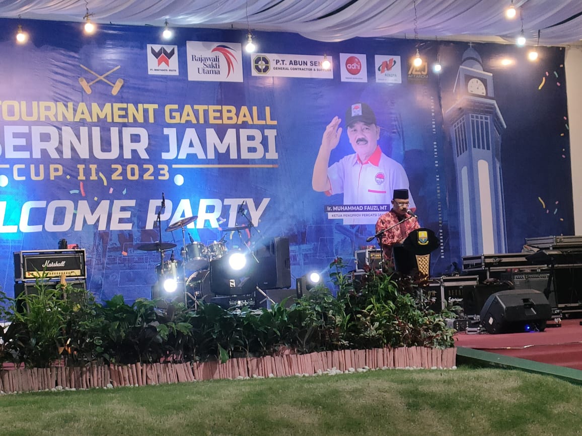 Muhammad Fauzi Ketua Asosiasi Gateball Provinsi Jambi Sambutan dalam acara Opening Ceremony Gateball Gubernur Jambi Cup II Tahun 2023 9Daus/Zabak.id)