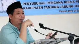 Ketua DPRD Tanjab Timur, Mahrup Sambutan saat Musrenbang Kecamatan Geragai (jal/Humas DPRD)